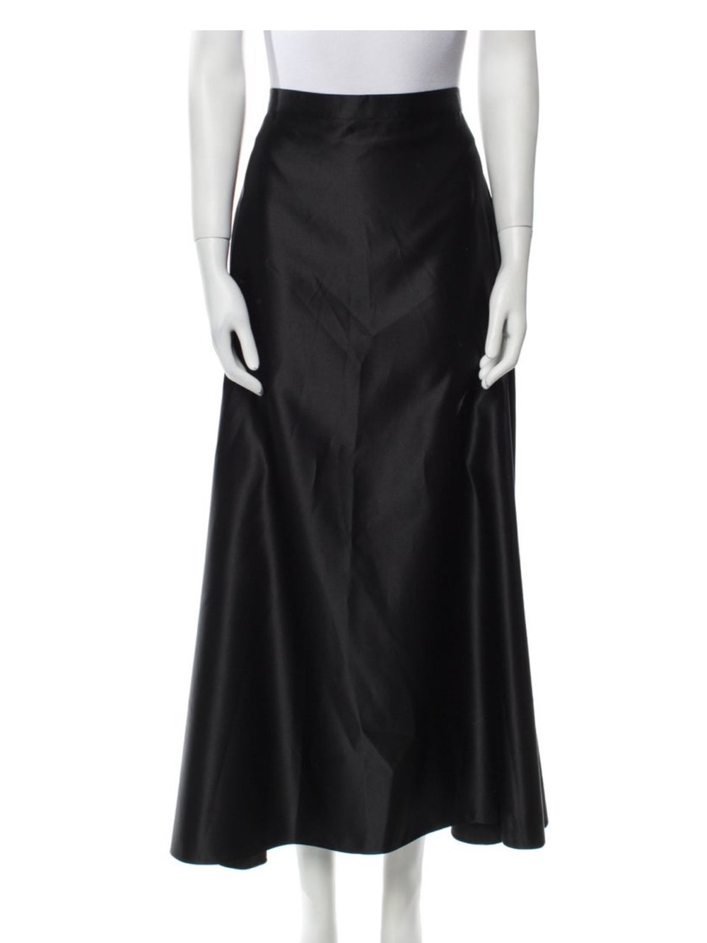 🔥Tadashi Shoji Black Midi Skirt XL (US 12) Elegant Satin A-Line